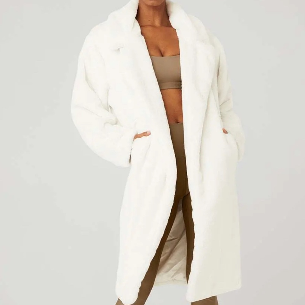 Alo - Oversized Faux Fur Trench - Size Large - Ivory